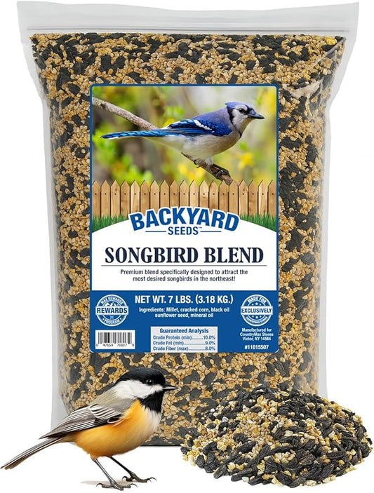 Backyard Seeds Songbird Blend Mixed Bird Seed - Attracts Bluebirds, Cardinals, Chickadees (7 Pounds)-PawvioPets