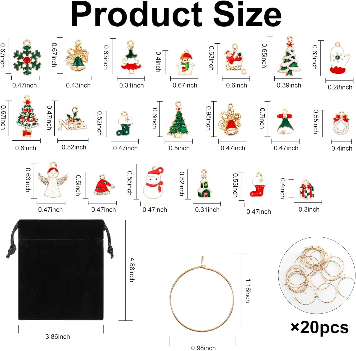 Wine Glass Charms Wine Charms for Stem Glasses Glass Markers Identifiers Tags for Christmas Tasting Party Favors Decorations