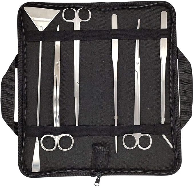 Aquascaping Tools 7 in 1 Kit Aquarium Plant Scissors Tools Set Curved & Waved Scissor Tweezers Spatula Stainless Steel Anti Rust Tools for Fish Tank Cleaning Plant Trimming-PawvioPets