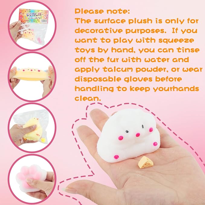 6 Pcs Taba Squishy , Kit Squeeze Toy ,Include Squishies( 2 Cat Paws & 2 Chick,2 Hamster), Soft Stress Relief Squeeze Toy,tress Relief Sensory Toy-PawvioPets