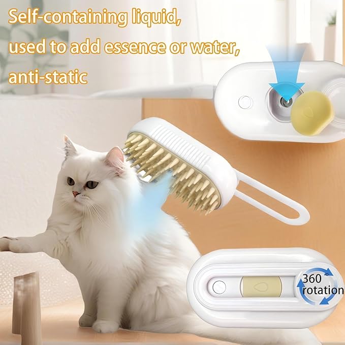 Cat Hair Brush, Dog Hair Brush, Cat Steam Brush, Rechargeable Steam Brush for Cats and Dogs, Skin Friendly Deshedding Grooming Tool for Dogs Cats With Pet Supplies Accessories-PawvioPets