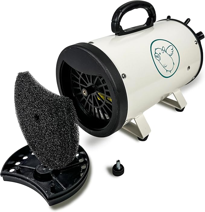 Flying Pig High Velocity Dog Pet Grooming Dryer w/Heater (Flying One, White w/Teal Logo)-PawvioPets