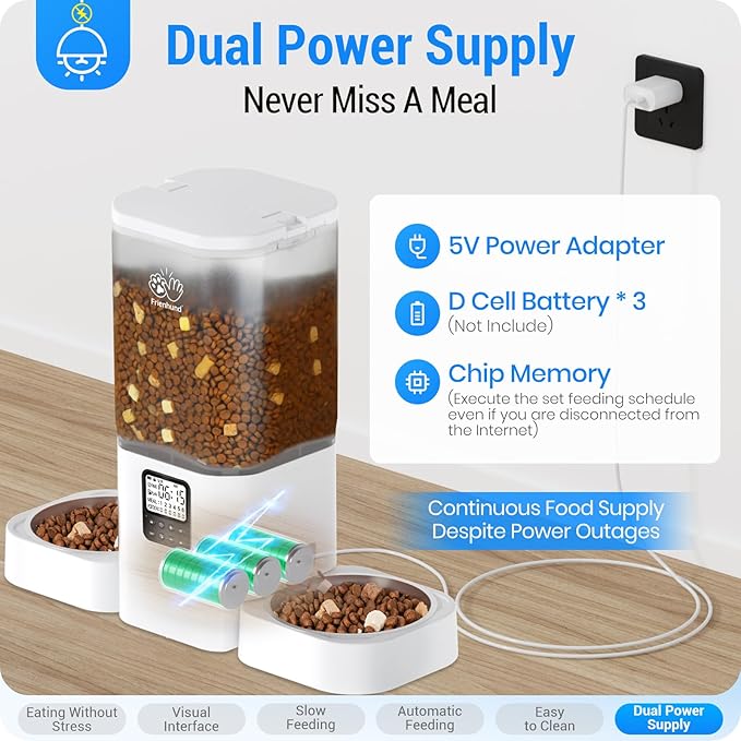 Automatic Cat Feeder with Slow Feed for 2 Cats: Timed Automatic Dog Feeder with Information Visualization Interface, Cat Food Dispenser for Multiple Pets, Detachable for Easy Cleaning-29 Cup-PawvioPets
