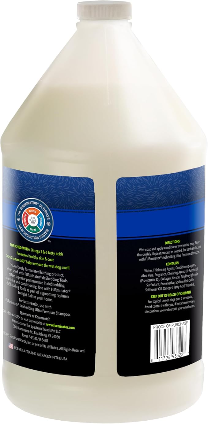 FURminator® deShedding Ultra Premium Conditioner for Dogs, 128 Oz, with Pump-PawvioPets