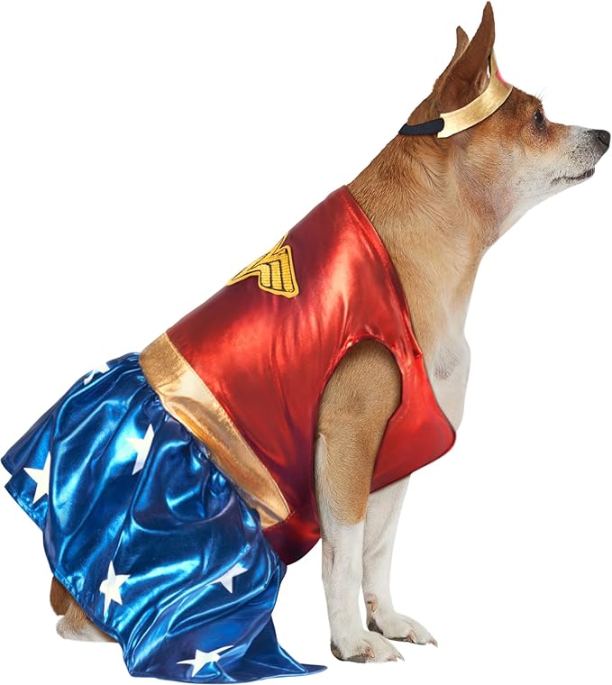 DC Comics: Wonder Woman Pet Costume for For Dogs or Cats by Rubies, XL-PawvioPets