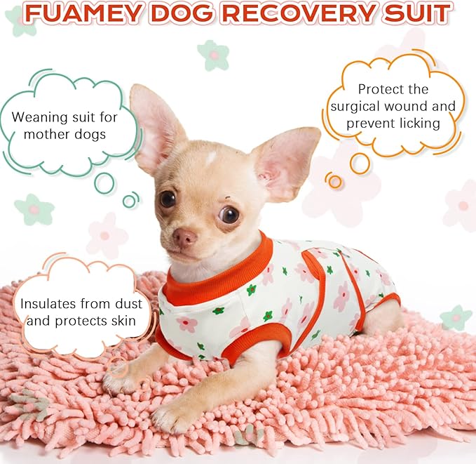 FUAMEY Recovery Suit for Dogs After Surgery,Soft Breathable Dog Bodysuit E-Collar & Cone Alternative Surgical Suit,Male Female Dog Neuter Spay Suits Anti Licking Wounds Onesie Red Flower XXL-PawvioPets