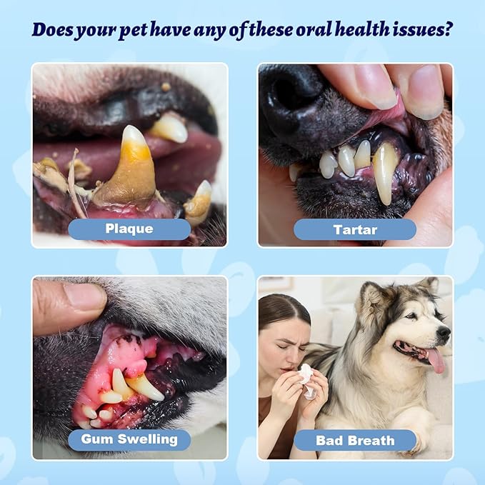 Dog Dental Powder for Pet Oral Care and Teeth Cleaning–No Added Colorants Breath Freshener for Cats and Dogs, Bad Breath, Plaque & Tartar Remover, Helps Protect Against Leaky Gums – 100 Scoops-PawvioPets