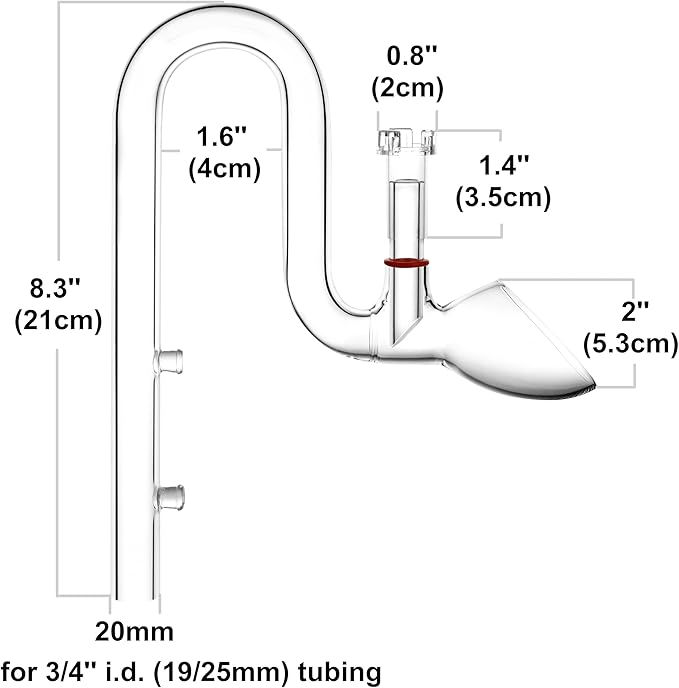 Glass Lily Pipe Set Outflow with Surface Skimmer & Multi-Level Water Intake (20mm for 19/25mm (3/4'' i.d.) tubing)-PawvioPets