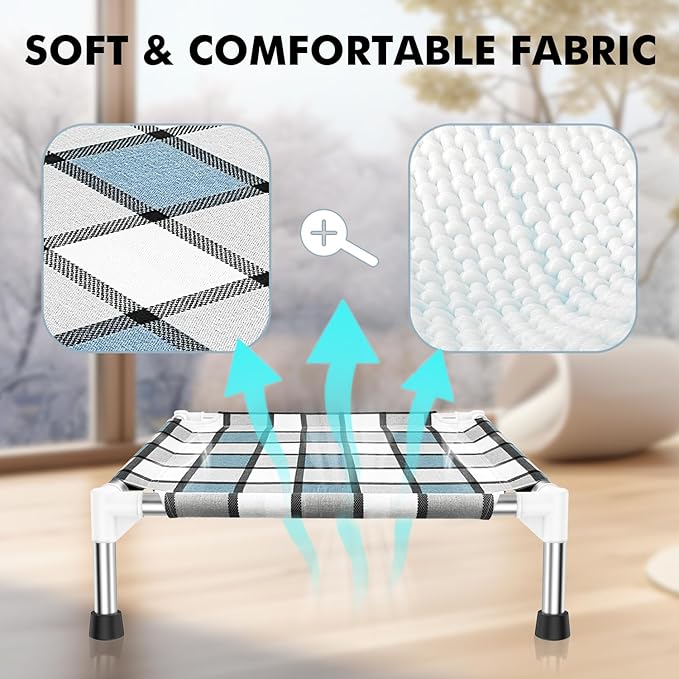 Elevated Outdoor Raised Dog Bed Outdoor Dogs Bed Lifted Pet Bed Dog Cot for Pet Taste Life, Start with A Pet Bed 20'' x 20'' x 6.5''-PawvioPets