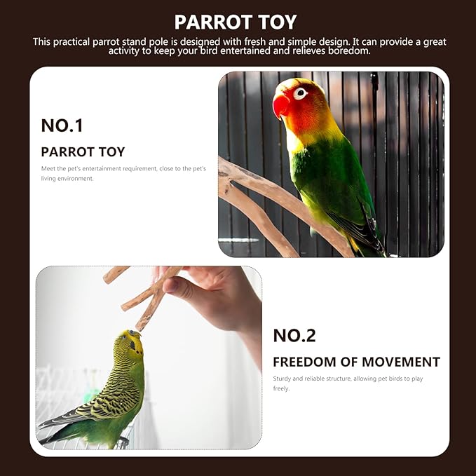 2pcs Bird Parrot Perch Stand Poles, Natural Wooden Parrot Perch for Cage, Branches Fork Rod for Small Parakeets Cockatiels Conure Lovebirds Bird Cage Accessories-PawvioPets