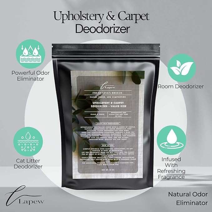 Fresh Linen Breeze Carpet Freshener Powder Refill 36 oz | Powerful Odor Eliminator for Home | Upholstery Deodorizer | Carpet Deodorizer | Pet Urine | Cat Litter Box-PawvioPets