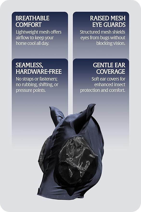 Equinavia Bug Out Fly Mask | Against Flies, Insects, UV Rays - Carbon Grey - Pony-PawvioPets