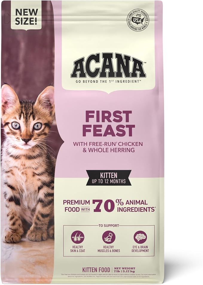 ACANA Dry Cat Food for Kittens First Feast Chicken and Fish 7lb Bag-PawvioPets