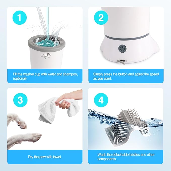 ALL FOR PAWS Low Noise Automatic Dog Paw Cleaner Electric Dog Paw Washer Cup for Dog Muddy Claws, USB Rechargeable Pet Foot Washer for Small and Medium-Sized Dogs-PawvioPets
