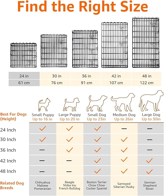 Amazon Basics Foldable Octagonal Metal Exercise Puppy / Dog Playpen - Indoor/Outdoor, Single Door, Extra Small (8 Panels, 24 x 24), Easy to assemble and store, 24" - Puppy, Black-PawvioPets