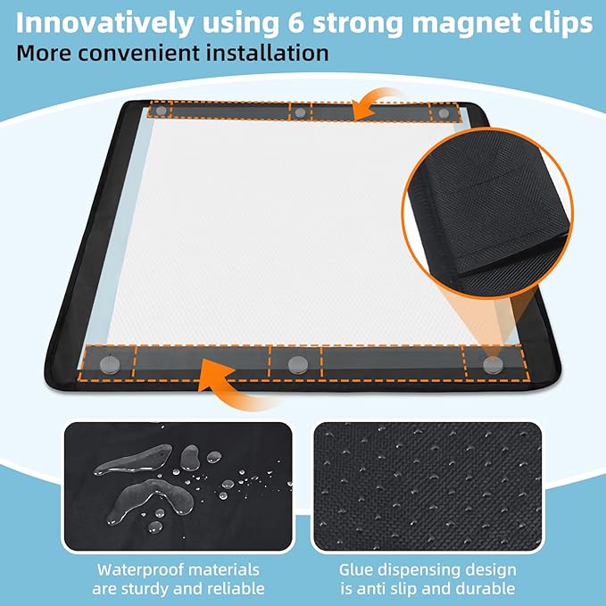 Dog Pee Pad Holder, Oxford Cloth Material, Fit 24"x24" Pad,Puppy Pad Holder, 6 Powerfu Magnetic Clips, Indoor Dog Potty, Black-PawvioPets