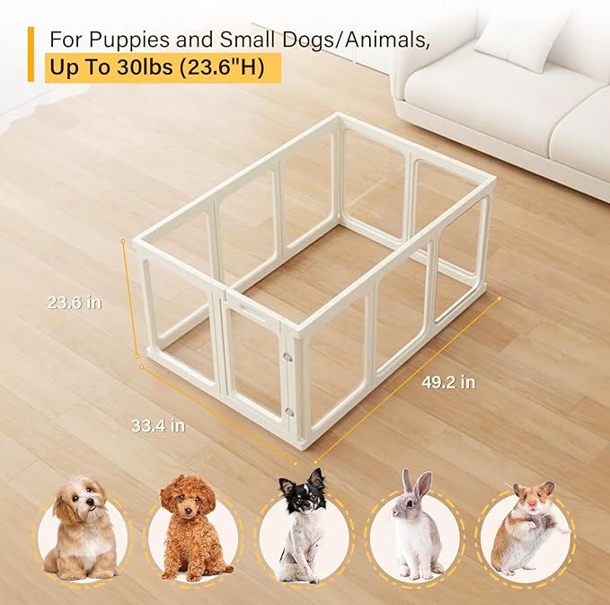 Acrylic Dog PlayPen, Clear Dog Play Pen for Puppy Cat Rabbit, Easy Assemble Pen, Preferable Small Cage, 23.6" H, 10Pcs-PawvioPets