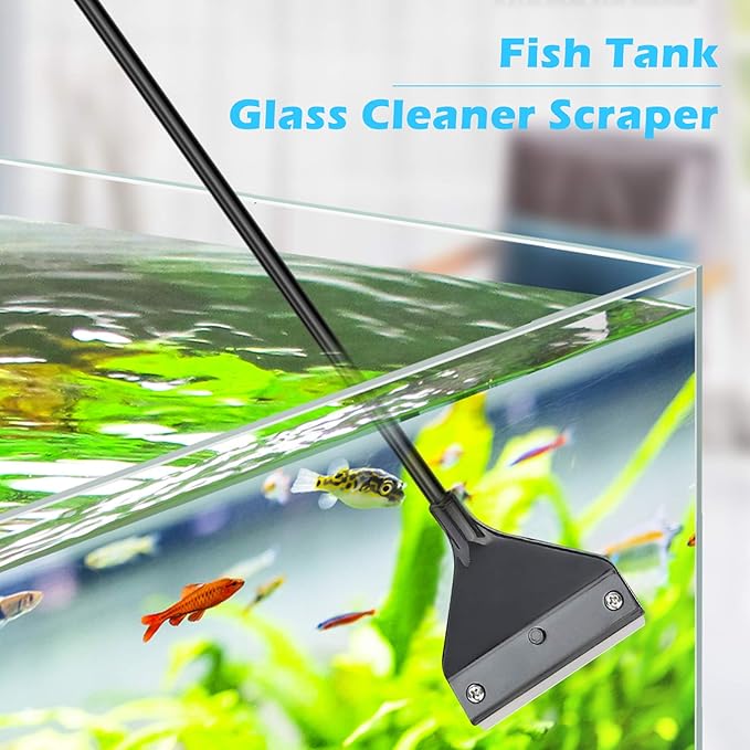 Algae Scraper for Glass Aquariums, Fish Tank Cleaner, Aquarium Algae Scrapers with 10 Stainless Steel Blades.-PawvioPets