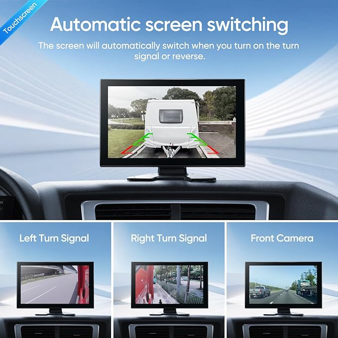 4-Channel 1080P Backup Camera for Truck/RV/Semi Trailer/Van/Cars 10.2inch Touch Monitor with DVR Recording/Playback/Bluetooth/FM Radio/Music/Video Player-PawvioPets