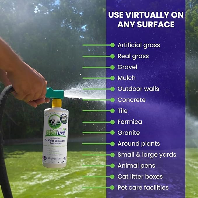 BioS+ Odor Eliminator Concentrate – Artificial Turf Cleaner for Pet Urine Outdoor & Yard Deodorizer for Dog Urine and Waste – Enzyme Formula, Safe for Pets, Kids & Plants – 1 Gallon-PawvioPets