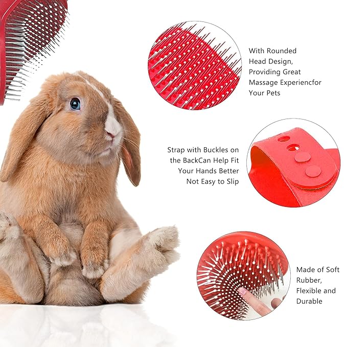 7-Piece Small Pet Grooming Kit: Brush, Nail Clippers, Hair Remover, Shampoo Brush with Hand Strap for Rabbits, Hamsters, Bunnies-PawvioPets