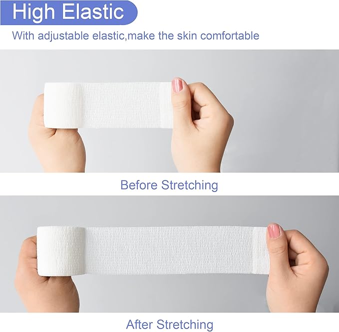 9 Pack 2" x 5 Yards Self Adhesive Bandage Wrap Self Stick Wrap for Ankle, Wrist, Finger, Sports, Breathable Cohesive Vet Tape for Pets (White)-PawvioPets