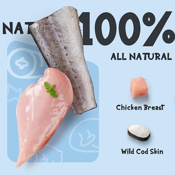 ASMPET Dog Treats Chews, Chicken Wrapped Cod Skin Sticks, Rawhide Free Cod Skin Treats for Dogs, Large, 10.6 oz-PawvioPets