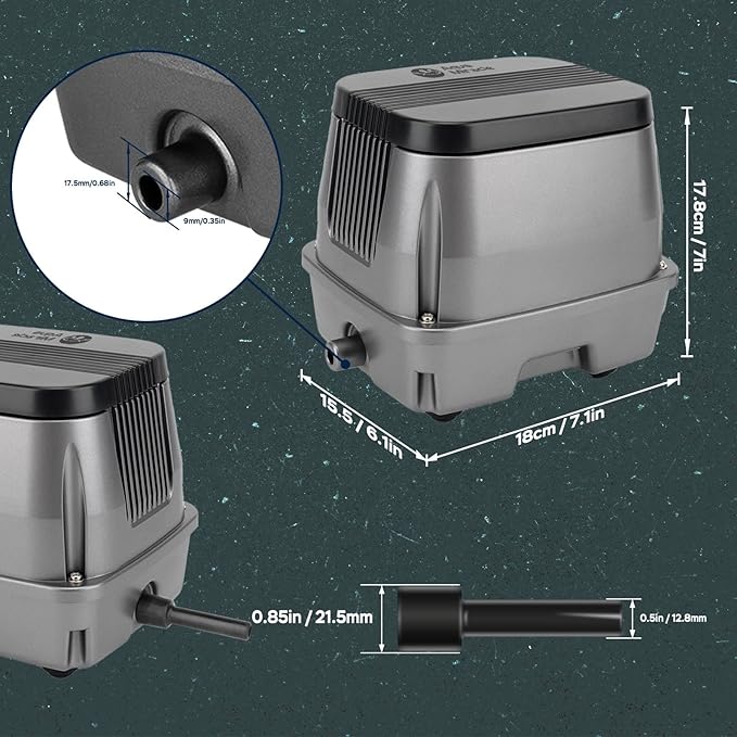 AquaMiracle All-in-1 Koi Pond Aeration Kit Pond Air Pump with Self-Sinking Airline Rubber Air Diffuser, Air Flow Control Pond Aerator for Outdoor Pond 5,000-10,000 Gallons-PawvioPets