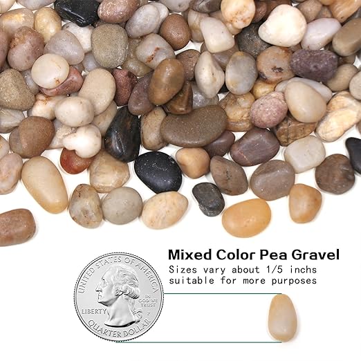 Calofulston 5lb Drainage Rocks for Potted Plants, 1/5 Inch Small Pebbles for Plants, Aquarium, Fish Tank, Terrarium, Succulent, Vases, Decorative Pea Gravel for Plants, Mixed Color-PawvioPets