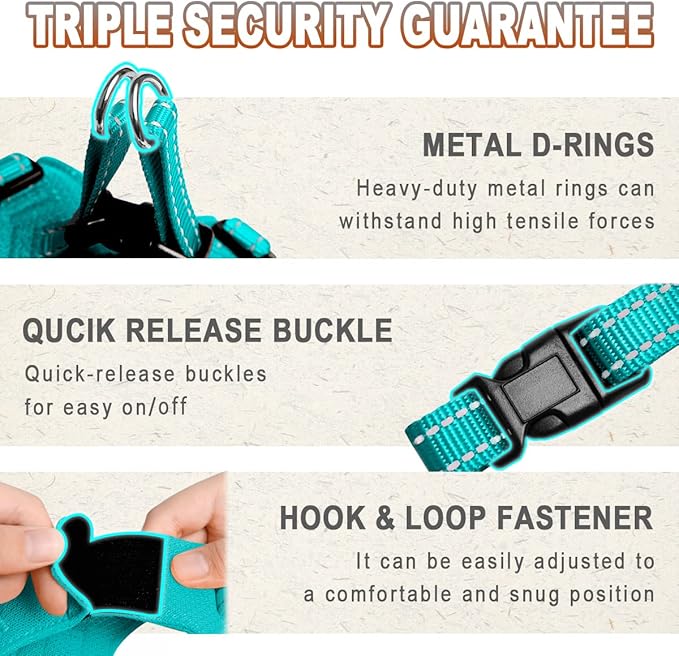 Dog Harness Step in Dog Vest Harness, Reflective Adjustable Puppy No Pull Harness Breathable Soft for Small and Medium Dogs Cats, Ocean Blue, XS-PawvioPets