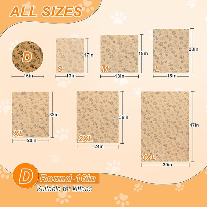 Cat Heating Pad, 16 in Round Heated Bed Smart Thermostatic Switch, Add Wire Rope Cat Carpet Puppy Whelping Supplies, Comes with a Plush Cloth Cover - Apricot-PawvioPets