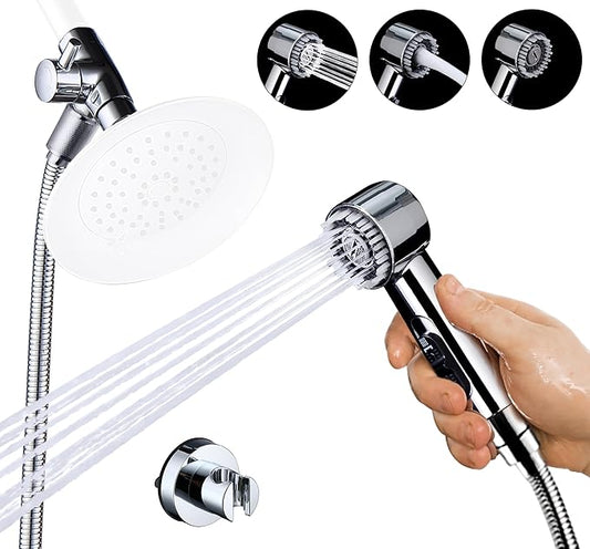 3 Mode Dog Shower Attachment, High Pressure Handheld Sprayer with ON/OFF Switch, G1/2" Metal Shower Diverter, 78 Inches Stainless Steel Hose, No Drill Hook, for Indoor Pet Bathing and Washing-PawvioPets