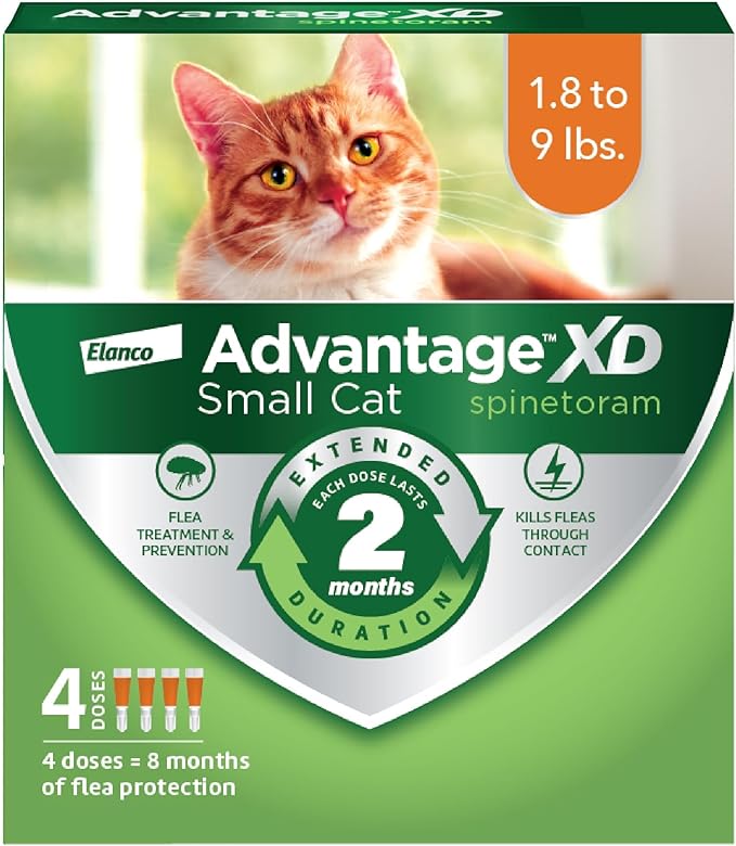 Advantage XD Small Cat Flea Prevention & Treatment For Cats 1.8-9lbs. | 4-Topical Doses, 2-Months of Protection Per Dose-PawvioPets