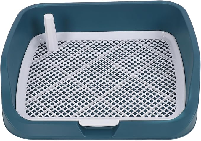 Fabater Dog Potty Toilet Training Tray, Portable Multifunctional Mesh Puppy Training Toilet Pad Holder with Bafflel for Small Dogs Puppies (Peacock Blue)-PawvioPets