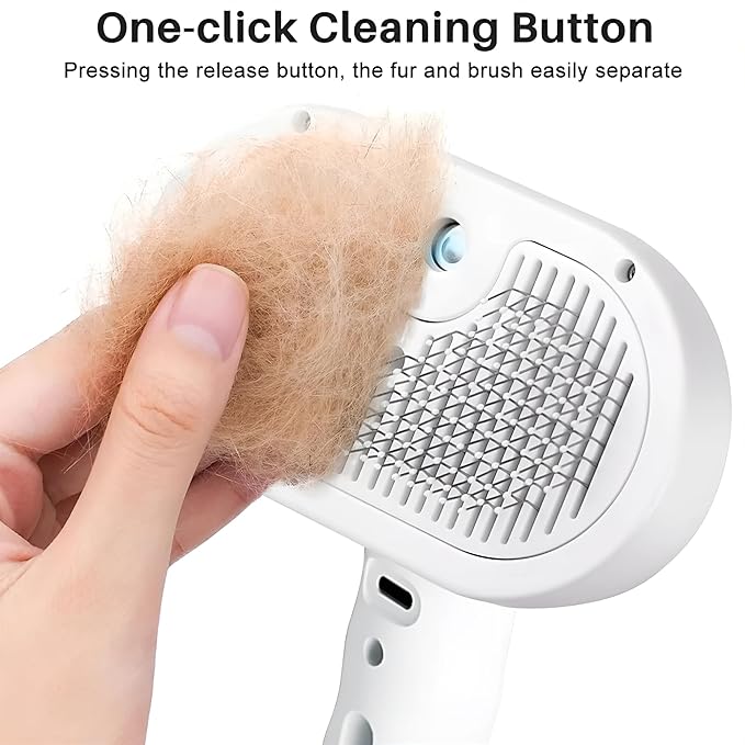 4 in 1 Cat Steam Brush: steam brush for cats, Grooming, Shedding, Mist Spray, Hair Removal Comb & Massager, USB Rechargeable Self Cleaning cat steam brushes for indoor cats - Pink-PawvioPets