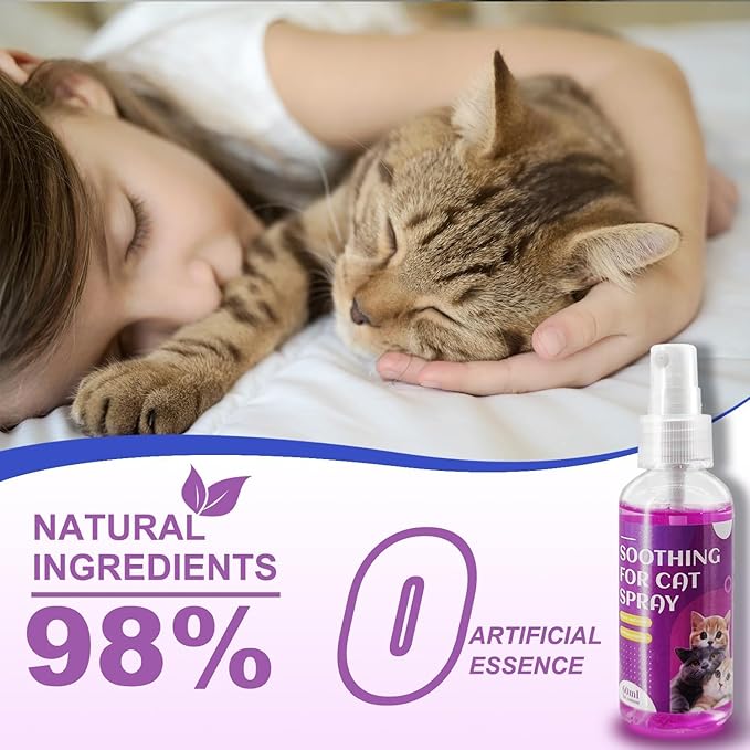 Cat Calming Spray, Cat Pheromone Calming Spray, Natural Calming Solution for Cats, Reduce Kittens Stress, Anxiety, Scratching, Protect Furniture and Floors, Suit For Home, Travel, Vet Visits, 4 PACKS-PawvioPets