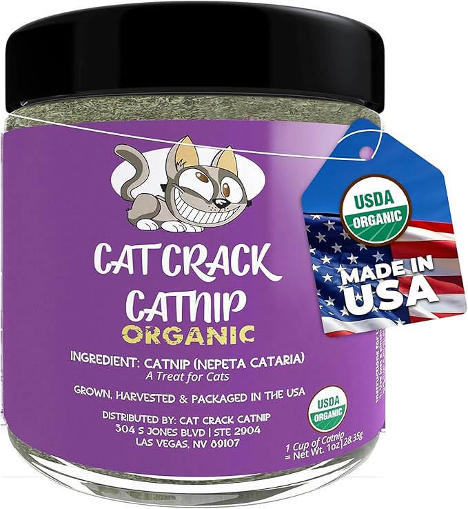 Cat Crack Organic Catnip, 100% Natural Cat Nips Organic Blend That Energizes and Excites Cats, Used for Cat Play, Training, & New Catnip Toys (1 Cup)-PawvioPets