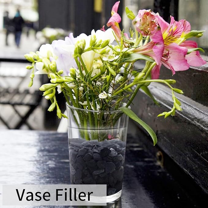 2lbs Black Gravel, 3/8 Inch Black Stones. Decorative Black Rocks for Succulent Plants, Vase, Cactus, Bamboo Plants and Outdoor Garden Landscaping-PawvioPets