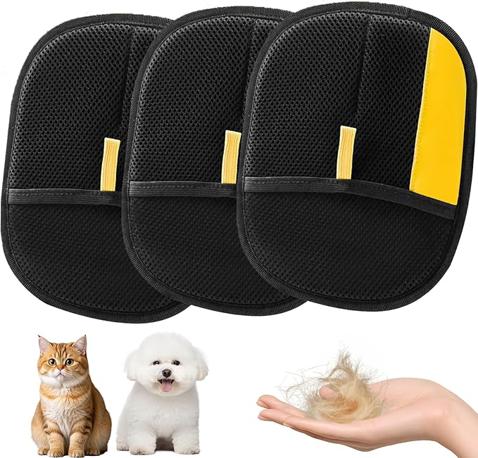 2025 Pet Hair Removal Glove for Cats & Dogs,3pcs Electrostatic Pet Hair Remover,Efficient Grooming Gloves for Pet Hair,Reusable Cat & Dog Hair Remover for Furniture,Couch,Curtain,Carpet-PawvioPets