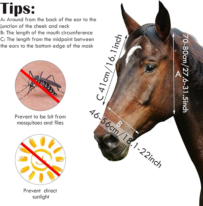 Frienda 4 Pieces Horse Fly Masks with Ears Face Covering UV Protection from Insect Pests Elasticity Smooth Comfortable Mesh Horse Mask Accessories(Flower,Medium)-PawvioPets