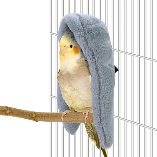 Cozy Bird Blanket Parrot Cage Snuggle Hut Warm Bird Nest House Bed Hanging Hammock for Parakeet Cockatiel Conure African Grey (Medium, Grey)-PawvioPets