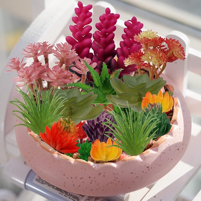 22pcs Colorful Fake Succulents, Mini Artificial Succulents for DIY Crafting Home Terrarium Floral Wall Garden Arrangement Office Decoration (Unpotted)-PawvioPets