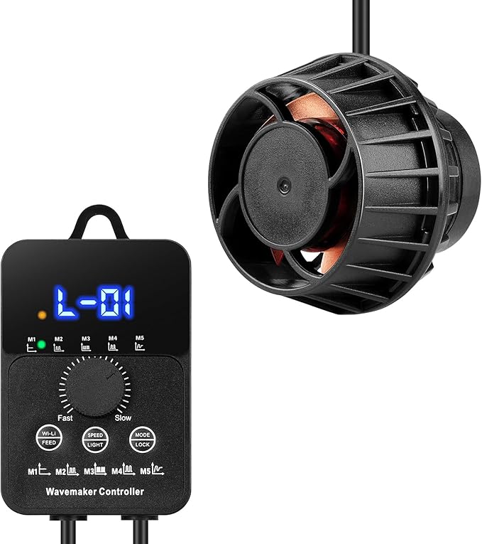 2100GPH Aquarium Wave Maker with Controller Mini DC 24V 12W Powerhead with Magnetic Mounting, Wavemaker with LED Display for 50 to 100 Gallon Tank-PawvioPets