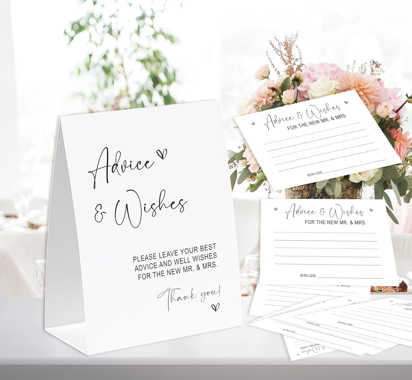 Advice and Wishes for The Mr and Mrs, Advice Cards for Bride and Groom 30 Pcs, Minimalist Theme, Bridal Shower Wedding Games and Decorations Supplies-ANWFM01