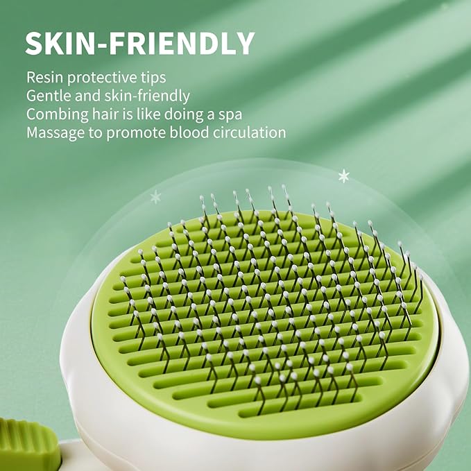 Cat Brush Dog Brush with Release Button for Shedding, Self Cleaning Cat Comb Hair Brush for Indoor Cats, Dog Deshedding Brush Grooming Kit, Pet Supplies Hair Remover Tool-PawvioPets