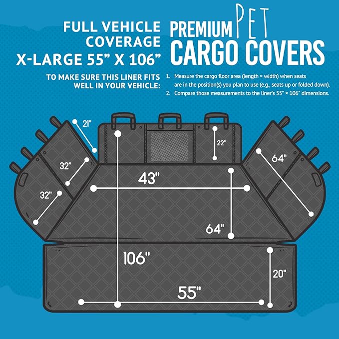 Bulldogology Cargo Liner for SUV - Heavy Duty Pet Trunk Liner Cargo Cover - Waterproof Cargo Cover for Dogs Hair, Muddy Paws - Protector Cargo Mats for Back of SUV (X-Large, Black)-PawvioPets