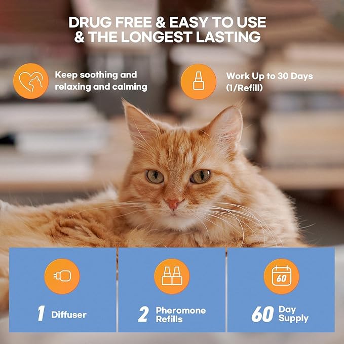 Cat Calming Pheromone Diffuser: Cat Calming Pheromones Diffusers - Reduces Stress & Anxiety with Calming Pheromones-PawvioPets