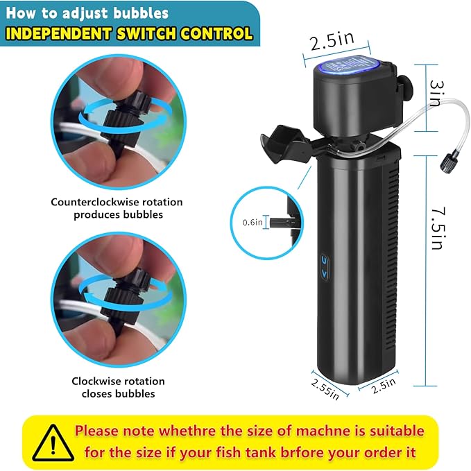 200GPH Aquarium Filter, U-V for Aquarium for 20-75 Gal Tank, Submersible Pump Filter for Green Water and Algae Clean, Ultra-Silent Green Killing Machine with Fish Tank Deodorization-PawvioPets