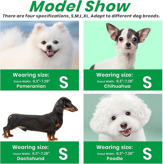 Dog Muzzle, Basket Muzzle for Small Medium Large Dogs, Anti-Biting and Chewing, Lightweight & Sturdy Cage Design, Allows Panting & Drinking, Ideal for Grooming & Training(Green Size S)-PawvioPets