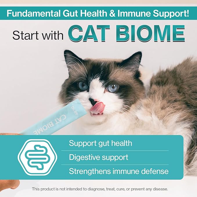 Dr.by CAT BIOME Cat Probiotics - Digestive & Gut Support for Cats, Diarrhea Relief, Immunity Booster with Lactiplantibacillus plantarum Lickable Formula Individually Packaged-PawvioPets